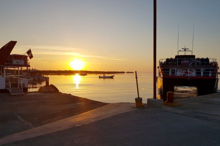 Sunrise in the port of Holbox Island