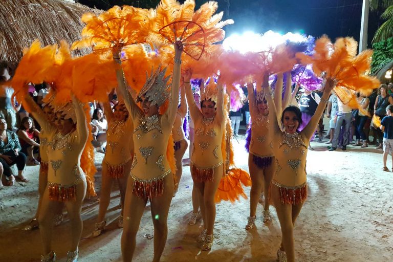 Women group at carnival on Holbox