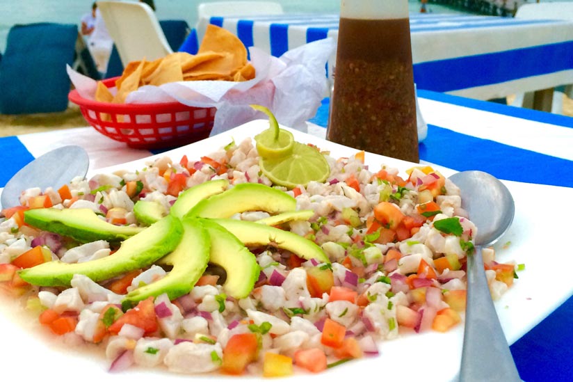 Ceviche Speisen auf Insel Holbox in Mexiko