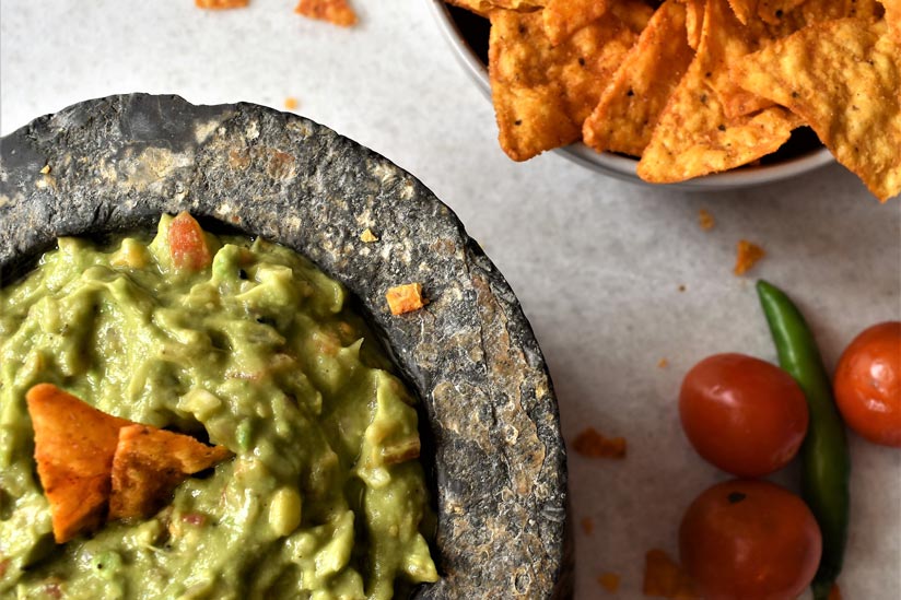 Guacamole Speisen auf Insel Holbox in Mexiko