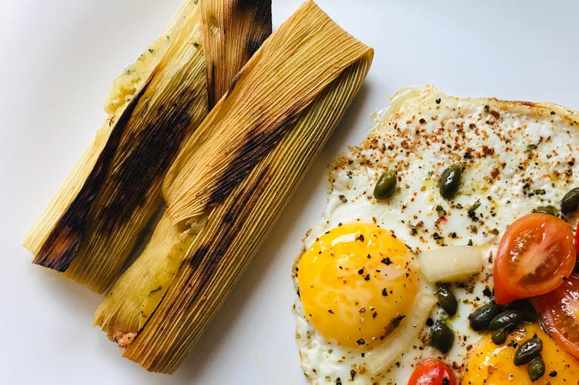 Tamales Speisen auf Insel Holbox in Mexiko