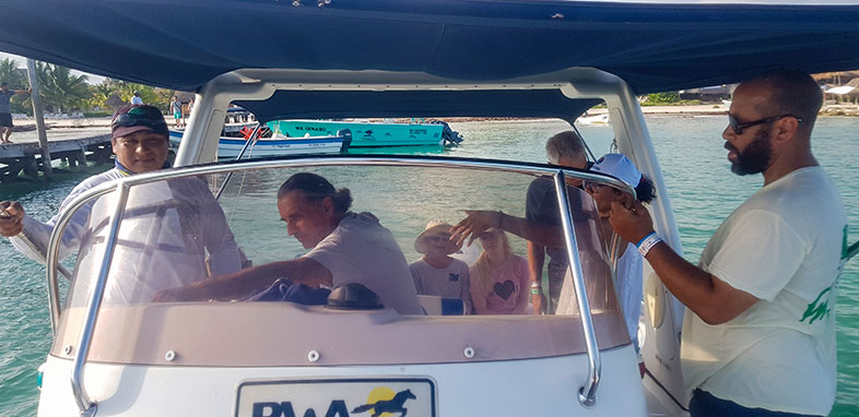 Boat for whale shark tour on Isla Holbox