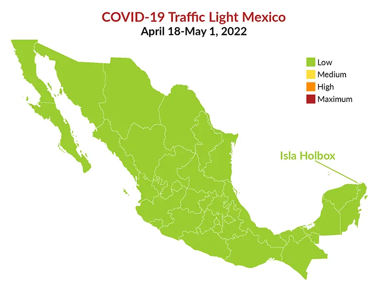COVID-19 Traffic Light Mexico April 18 until May 1 2022