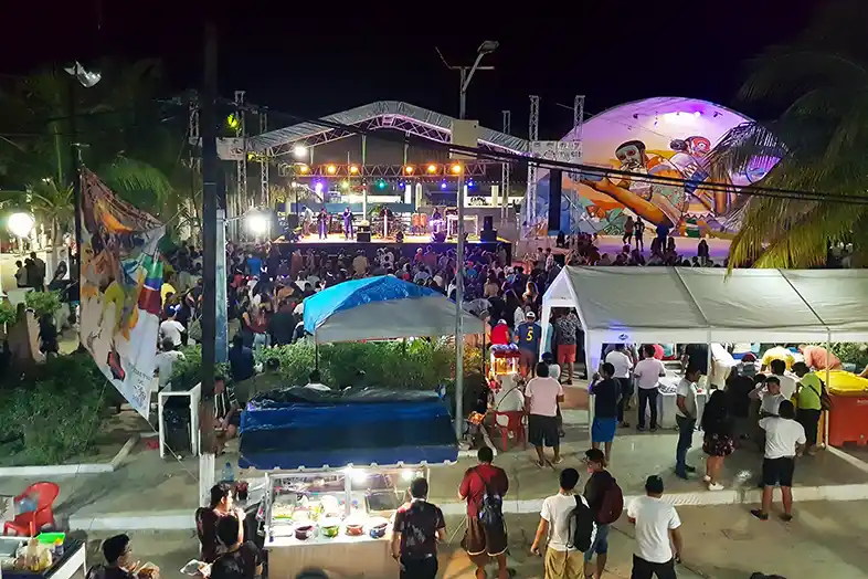 Carnival Holbox 2023 at the main square from above
