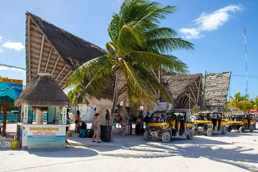 Taxi queue at the port of Holbox Island