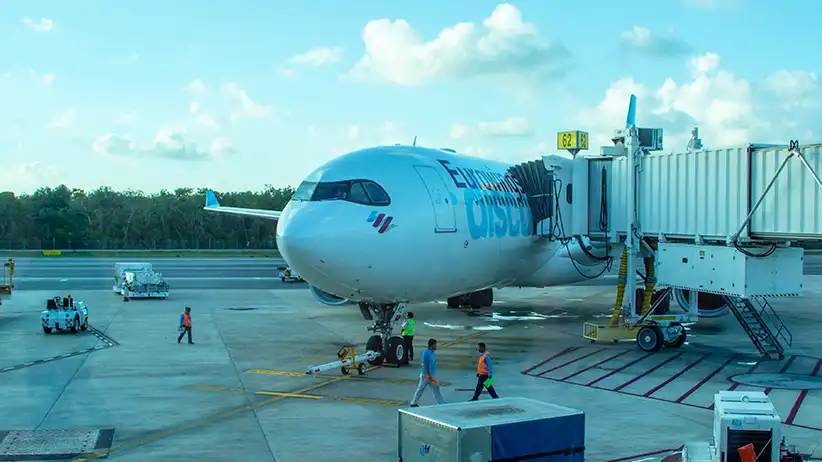 Aircraft from Eurowings Discover at Cancun Airport