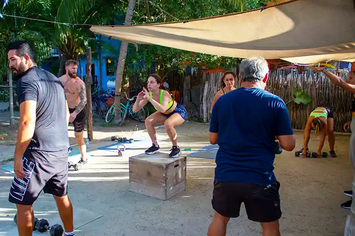 Workout of a group in the boot camp of Holbox Island