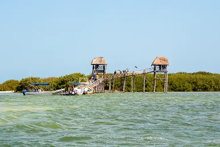 Approach to Isla Pájaros on the 3 Island Tour Holbox