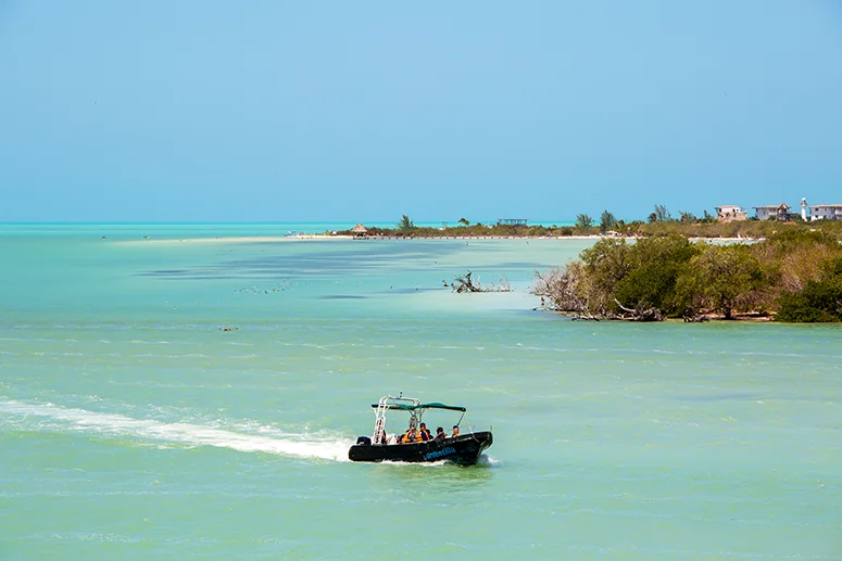 View of Isla Holbox from Isla Pasión