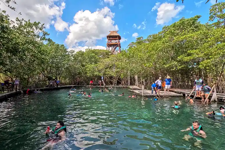 Observation tower at the Yalahau Cenote