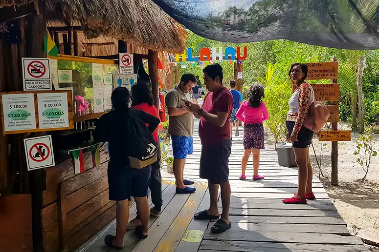 Ticket Counter at the entrance to the Cenote Yalahau