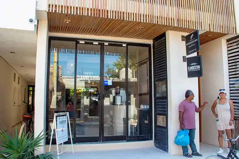 Hotel Casa Peregrino Holbox with the Another Clandestino café next door.